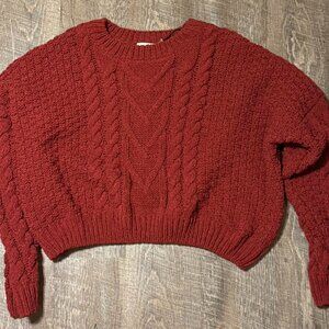 red knit sweater